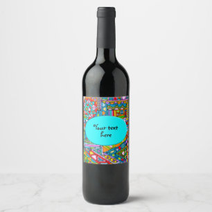 Hand And Digitally Painted Pattern Art 53 Wine Label