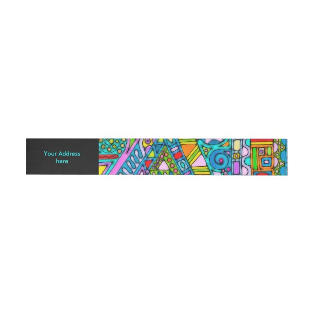 Hand And Digitally Painted Pattern Art 53 Wraparound Address Label (Individual)