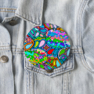 Hand And Digitally Painted Pattern Art 54 10 Cm Round Badge