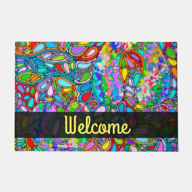 Hand And Digitally Painted Pattern Art 54 Doormat (Front)