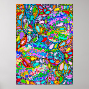 Hand And Digitally Painted Pattern Art 54 Poster
