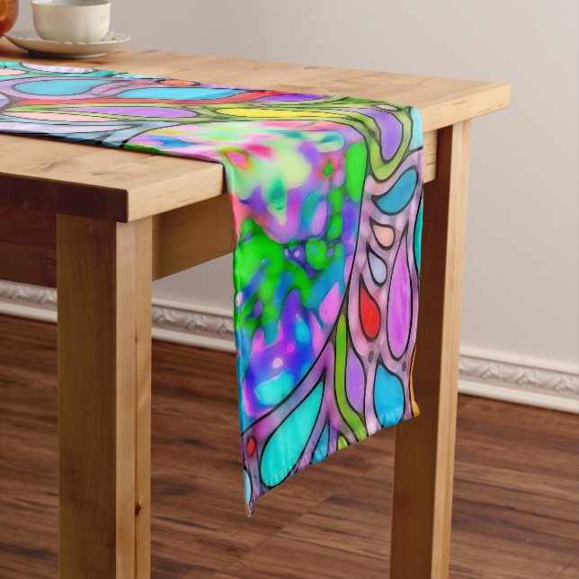 Hand And Digitally Painted Pattern Art 54 Short Table Runner (In Situ)