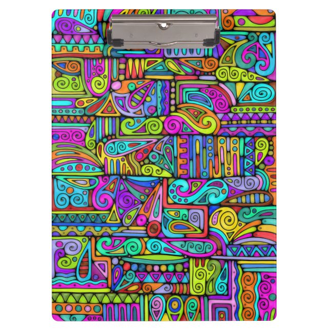 Hand And Digitally Painted Pattern Art 5 Clipboard (Front)