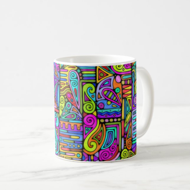 Hand And Digitally Painted Pattern Art 5 Coffee Mug (Front Right)