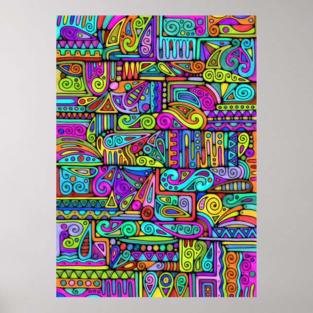 Hand And Digitally Painted Pattern Art 5 Poster (Front)