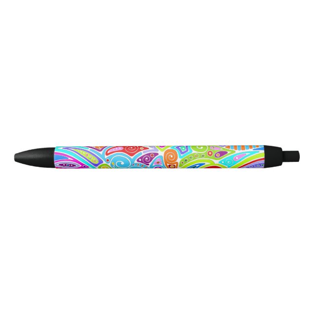 Hand And Digitally Painted Pattern Art 7 Black Ink Pen (Front)