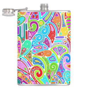 Hand And Digitally Painted Pattern Art 7 Hip Flask
