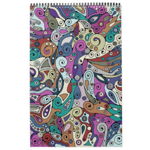 Hand And Digitally Painted Pattern Art 8 Calendar