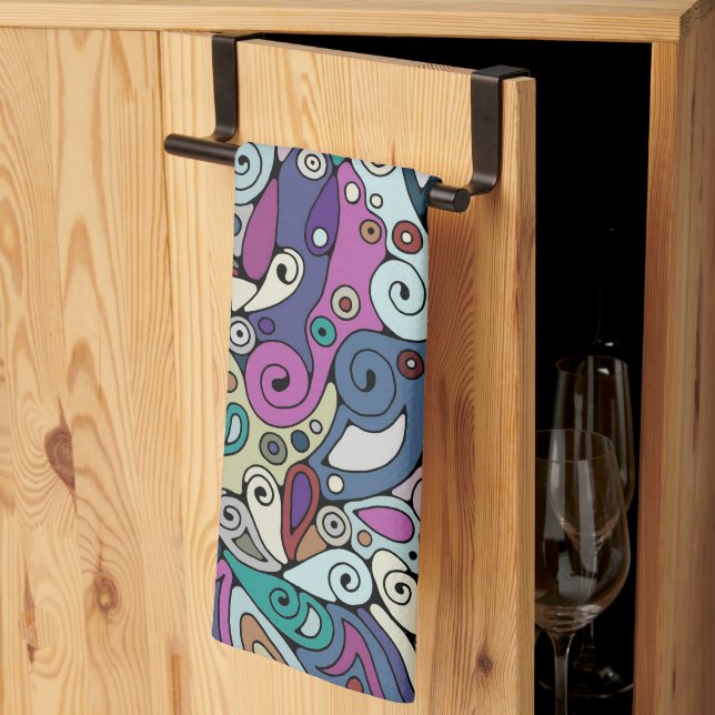 Hand And Digitally Painted Pattern Art 8 Tea Towel (Thirds Fold)
