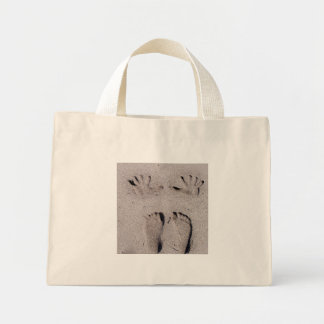 Hand and Feet prints in Florida beach sand Mini Tote Bag