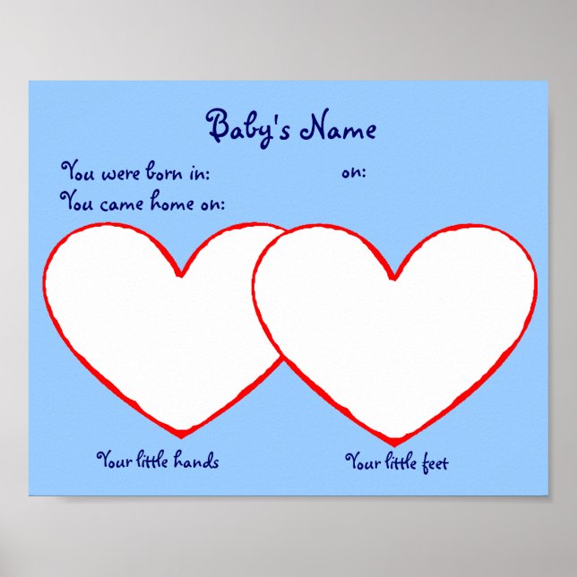 Hand and Foot Print poster for Adopted Child blue (Front)