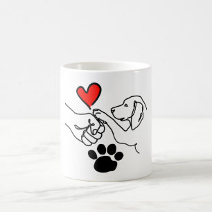 Hand And Paw Heart Mug - Cute Dog Mum Mug - Dachsh