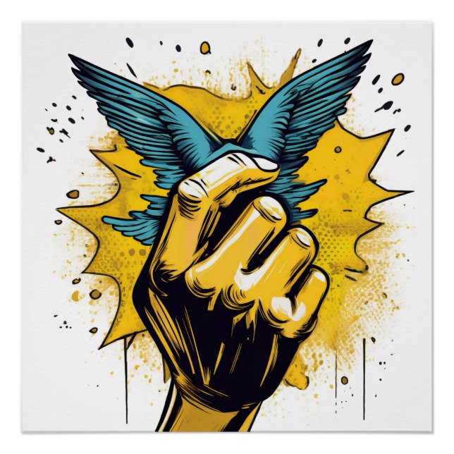 Hand and Wings – Bold and Expressive Pop Art Poster (Front)