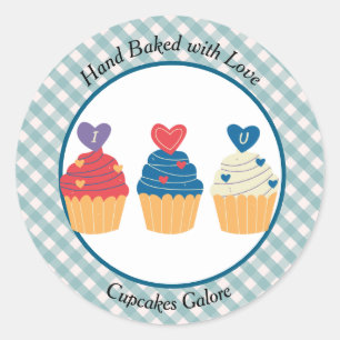 Hand Baked with Love Cupcakes Galore Classic Round Sticker