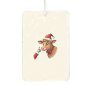 Hand Boop Christmas Highland Cow Santa Clause Farm Car Air Freshener