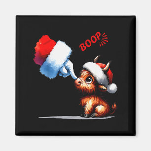 Hand Boop Christmas Highland Cow Santa Farmer Anim Magnet