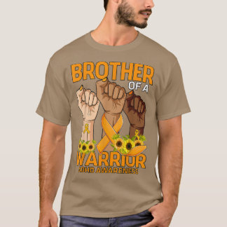 Hand Brother Of A Warrior ADHD Awareness Sunflower T-Shirt