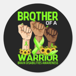 Hand Brother Of A Warrior Brain Disabilities Aware Classic Round Sticker