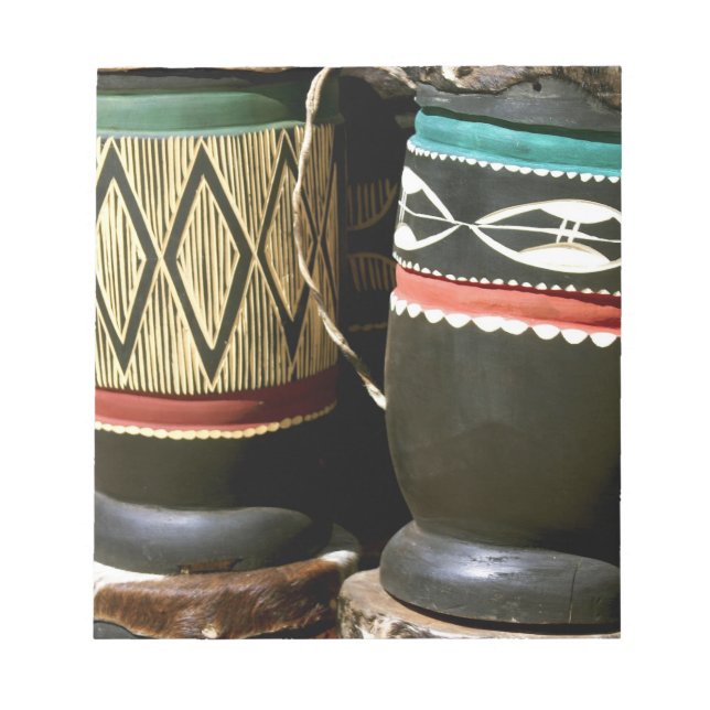Hand carved drums, Livingston, Zambia Notepad (Front)
