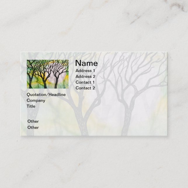 Hand Carved Trees on Rice Paper Business Card (Front)