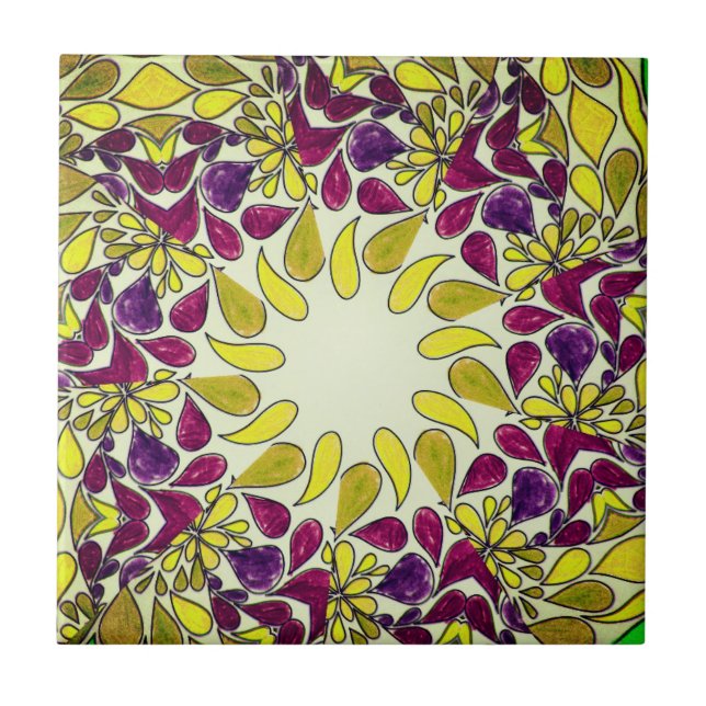 Hand-Coloured | Tear-Drop Ceramic Tile (Front)