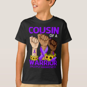 Hand Cousin Of A Warrior Epilepsy Awareness Sunflo T-Shirt