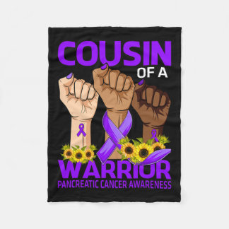 Hand Cousin Of A Warrior Pancreatic Cancer Awarene Fleece Blanket