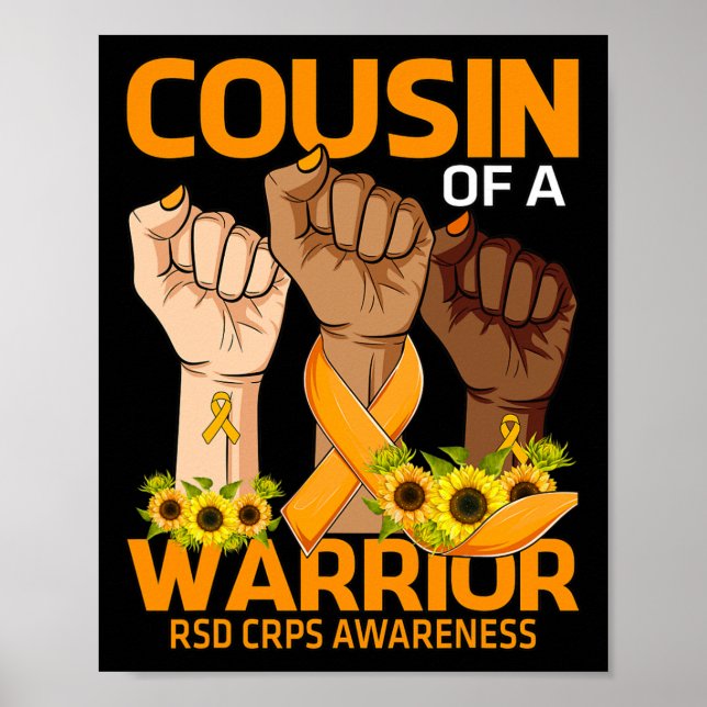 Hand Cousin Of A Warrior RSD CRPS Awareness Sunflo Poster (Front)