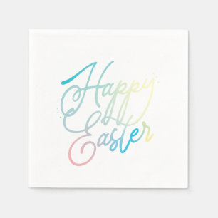 Hand-created Happy Easter gradient script Napkin