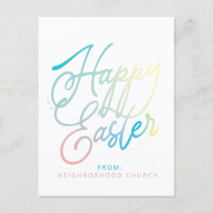 Hand-created Happy Easter gradient script Postcard