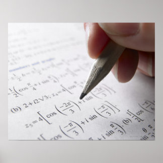 Hand doing math homework poster