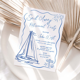 Hand Doodles Quirky Sail Away Retirement Party Invitation