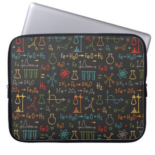 Hand draw chemistry on black background. Vintage s Laptop Sleeve