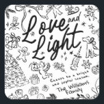 Hand Draw Christmas  Square Sticker<br><div class="desc">Love and Light - Hand drawn holiday sticker Bring a touch of charm and warmth to the holiday season with this whimsical Christmas collection! Each design is filled with a cosy holiday spirit, making it a heartfelt choice for family, friends, or anyone who loves a fun, creative touch. Send a...</div>