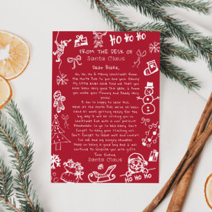 Hand Draw Doodle Christmas letter from Santa Invitation
