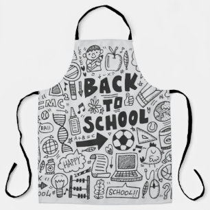 hand draw doodle school element apron