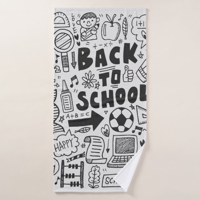 hand draw doodle school element bath towel (Bath Towel)