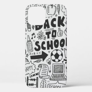 hand draw doodle school element iPhone 12 case