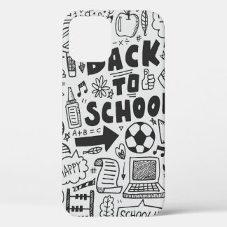 hand draw doodle school element iPhone 12 case