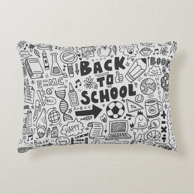 hand draw doodle school element decorative cushion (Front)