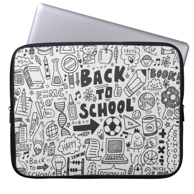 hand draw doodle school element laptop sleeve (Front)