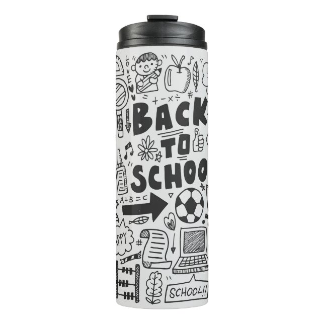 hand draw doodle school element thermal tumbler (Front)