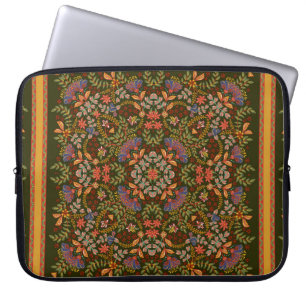 Hand draw fantasy floral pattern. Vintage template Laptop Sleeve