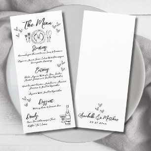 Hand Draw French Whimsical Wedding Menu