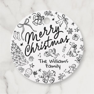 Hand Draw Merry Christmas  Favour Tags