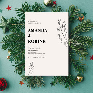 Hand Draw Minimalist Wedding  Invitation