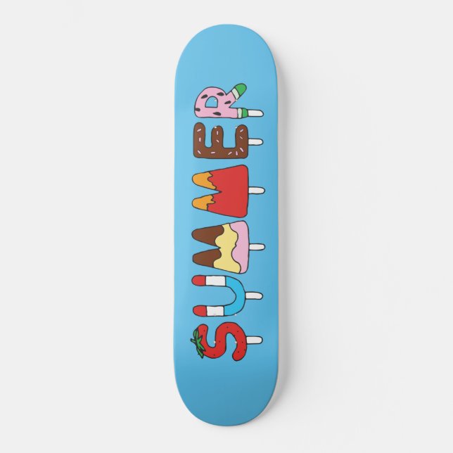 Hand Draw MultiColored Summer Snack Kids Popsicles Skateboard (Front)