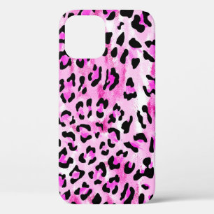 hand draw pink color seamless leopard pattern / il iPhone 12 case