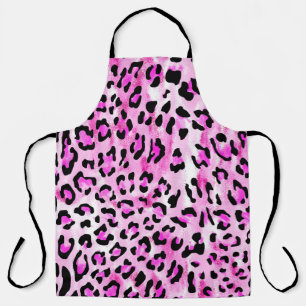 hand draw pink colour seamless leopard pattern / i apron