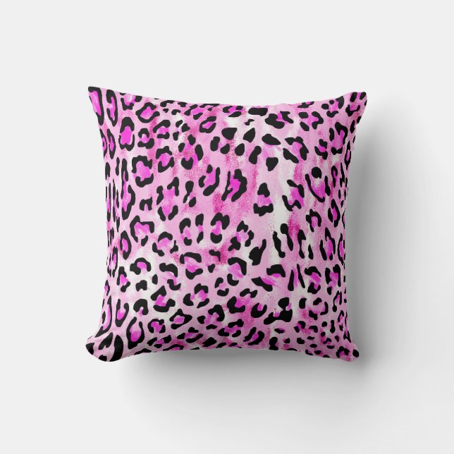 hand draw pink colour seamless leopard pattern / i cushion (Front)
